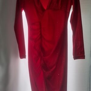 Elegant Red Long Sleeve Dress